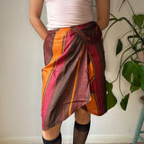 Giorgio Incontri Striped Midi Skirt - 26W UK 6 Orange Cotton Blend