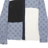 HOBBS LONDON Womens Blue & White Patterned Shirt S Long Sleeve Classic Collar