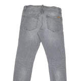 CARHARTT Mens Jeans Grey Regular Slim Denim Light W32 L32 Cotton Blend Zip