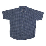 WRANGLER Mens Blue Check Shirt XL Cotton Blend Casual Summer Button Shirt