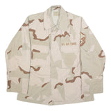 UNICOR Mens Beige & Brown Military Jacket L Cotton Blend Button Closure Plain