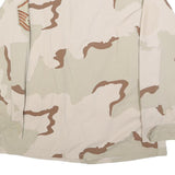 UNICOR Mens Beige & Brown Military Jacket L Cotton Blend Button Closure Plain