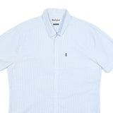 BARBOUR Mens Blue & White Cotton Blend Shirt L Button Down Collar Casual