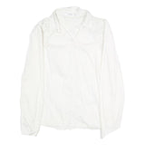 GUESS Womens White Lace Panel Shirt Long Sleeve Collared M Elegant