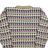 AVON FASHIONS Womens Green & Purple Patterned Jumper Crew Neck Chunky Knit S