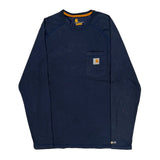 Carhartt Long Sleeve T-Shirt - Large Blue Cotton