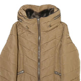 ZARA Womens Beige Polyester Blend Quilted Jacket M Zip Comfort Stylish Outerwear