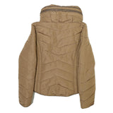 ZARA Womens Beige Polyester Blend Quilted Jacket M Zip Comfort Stylish Outerwear