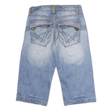 MONOPOL Mens Cotton Blue Denim Casual Shorts L W32 Zip Pockets Relaxed Fit