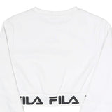 FILA Womens White Crew Neck UK 6 Cropped Sweatshirt Logo Band Bottom