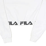 FILA Womens White Crew Neck UK 6 Cropped Sweatshirt Logo Band Bottom