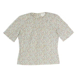 MINEL FIRE Womens Cream Printed Top Short Sleeve Round Neck M Lightweight