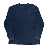 Dickies Long Sleeve T-Shirt - Large Blue Cotton