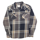 LEVI'S Mens Blue Brown Grey Checked Shirt M Cotton Blend Casual Long Sleeve