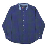 CHAPS Mens Blue & Green Checked Shirt XL Cotton Blend Long Sleeve Classic