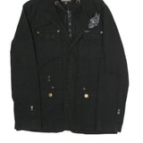 BIG BADDHA Mens Black Coach Jacket S Hooded Zip Closure Cotton Blend Plain