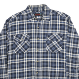 NORTH AXIS Mens Blue White Check Shirt L Casual Classic Cotton Blend Long Sleeve