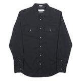 CALVIN KLEIN Mens Black Shirt S Cotton Blend Classic Button Down Casual
