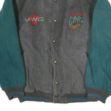 MIDWEST GARMENTS Mens Grey & Teal CPRA Button Jacket XL Polyester Varsity Retro