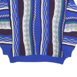 CHAPEL HILL Mens Blue 3D Textured Patterned Jumper Crew Neck Knit L Acrylic