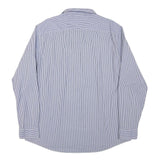 TOMMY HILFIGER Mens Blue & White Striped Shirt 2XL Cotton Blend Casual Smart