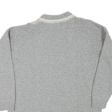Mens Grey & Cream Patterned Wool Blend Jumper Crew Neck Basic Knit L Teddy Bear