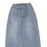 Womens Blue Regular Fit Pleated Baggy Denim Jeans W28 L27 Zip Closure