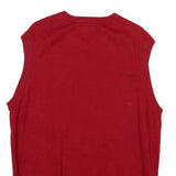 CHAPS Mens Red Patterned Jumper V-Neck Basic Knit L Sleeveless Cotton Blend