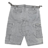 SOLID Mens Shorts Grey Cotton Blend Casual Cargo 2XL W34 Embroidered Patch