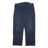 DICKIES Mens Cotton Blend Navy Relaxed Straight Trousers W34 L28 Workwear Zip