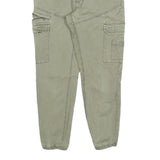 PULL & BEAR Womens Cotton Blend Slim Cargo Trousers Green W32 L27