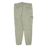PULL & BEAR Womens Cotton Blend Slim Cargo Trousers Green W32 L27