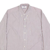 LEVI'S Mens Red & White Striped Shirt M Cotton Blend Button Front Classic Fit