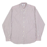 LEVI'S Mens Red & White Striped Shirt M Cotton Blend Button Front Classic Fit