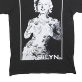 Womens Black Marilyn Graphic T-Shirt M Short Sleeve Crew Neck Tattoo Print