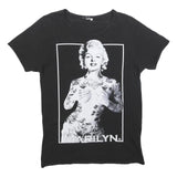 Womens Black Marilyn Graphic T-Shirt M Short Sleeve Crew Neck Tattoo Print