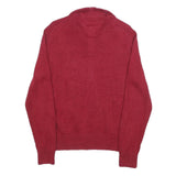 TOMMY HILFIGER Mens Red & Navy Striped Patterned Cotton Blend Jumper Full Zip