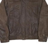 WILSON LEATHER Mens Brown Leather Bomber XL Leather Jacket Zip Plain Casual