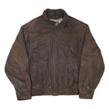 WILSON LEATHER Mens Brown Leather Bomber XL Leather Jacket Zip Plain Casual