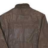 WILSON LEATHER Mens Brown Leather Bomber XL Leather Jacket Zip Plain Casual