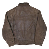 WILSON LEATHER Mens Brown Leather Bomber XL Leather Jacket Zip Plain Casual