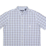 CHAPS Mens Blue & White Check Shirt L Cotton Blend Casual Button Down