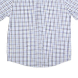 CHAPS Mens Blue & White Check Shirt L Cotton Blend Casual Button Down