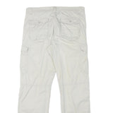 BIAGGINI Mens Cotton Blend White Regular Fit Cargo Trousers W33 L31 Casual Zip