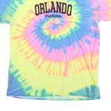 COLORTONE Womens Yellow & Blue Tie Dye Orlando Florida Graphic T-Shirt M Crew