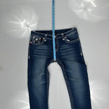 True Religion Contrast Stitch Jeans - 32W UK 10 Dark Wash Denim