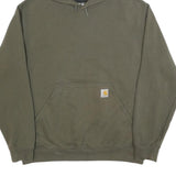 CARHARTT Mens Olive Hoodie L Cotton Pullover Workwear Casual Streetwear