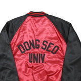 WIZ Mens Red & Black Bomber Jacket L Polyester Blend Plain Button Closure Retro