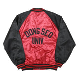 WIZ Mens Red & Black Bomber Jacket L Polyester Blend Plain Button Closure Retro