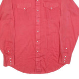 Mens Red Plain Shirt M Long Sleeve Button Closure Casual Cotton Blend